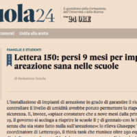 Lettera 150: persi 9 mesi per impianti di areazione sana nelle scuole